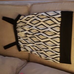 White House Black Market tank with diamond pattern, black white and tan, XS